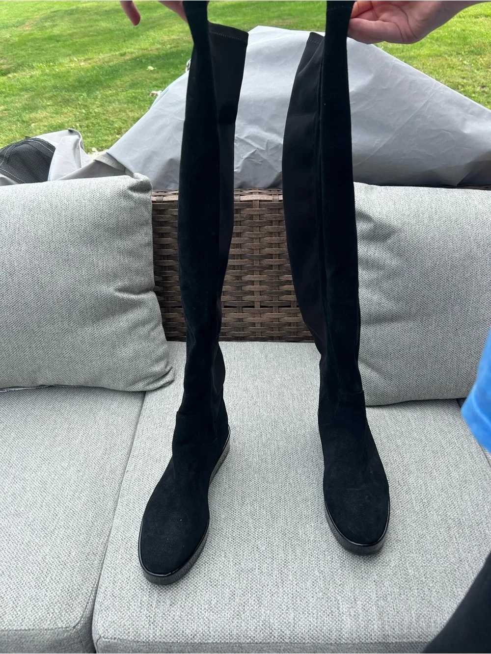 Kenneth Cole Black Over-the-Knee Suede & Stretch Boots